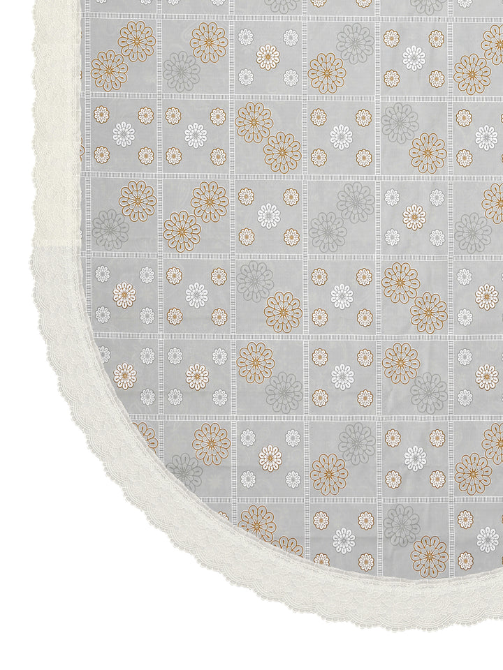 8 Seater Oval Dining Table Cover; 60x108 Inches; Material - PVC; Anti Slip; Golden On Grey