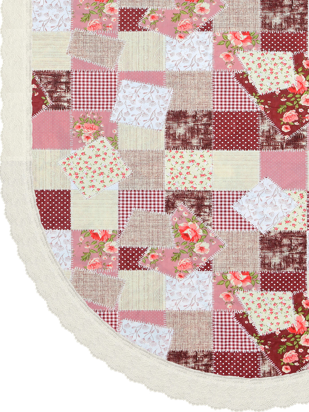 The Home Story  4 Seater Oval Dining Table Cover; 54x78 Inches; PVC; Patchwork Checks
