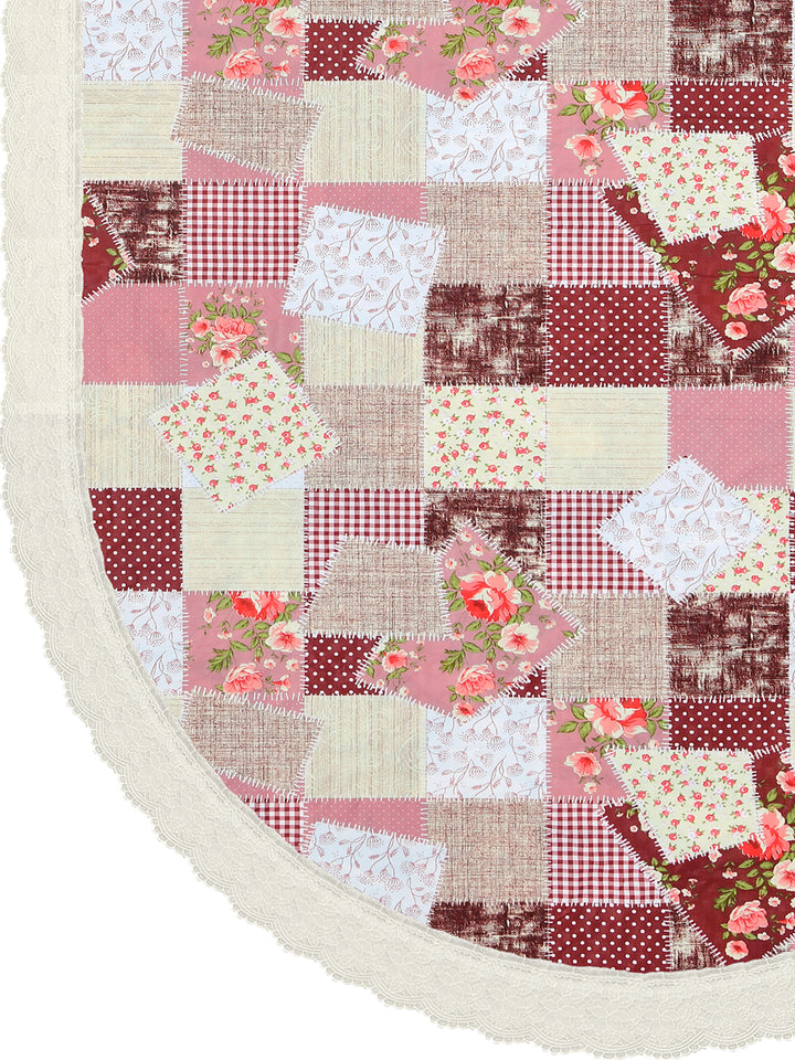 The Home Story  4 Seater Oval Dining Table Cover; 54x78 Inches; PVC; Patchwork Checks