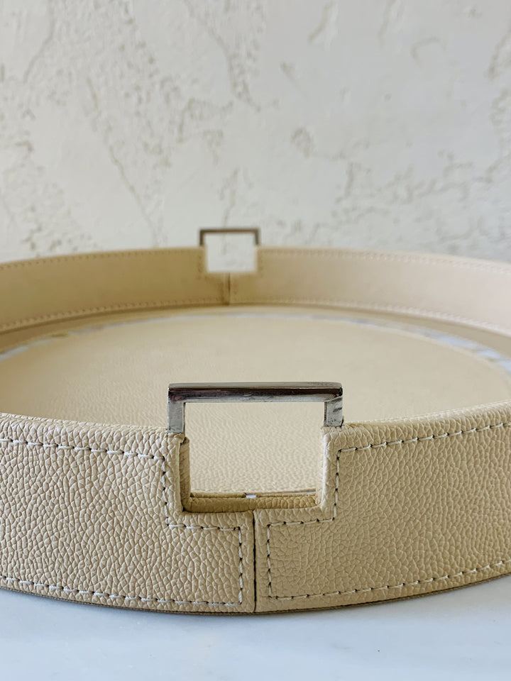 Round Leather Tray | Serving & Dining Tray | Beige MOP