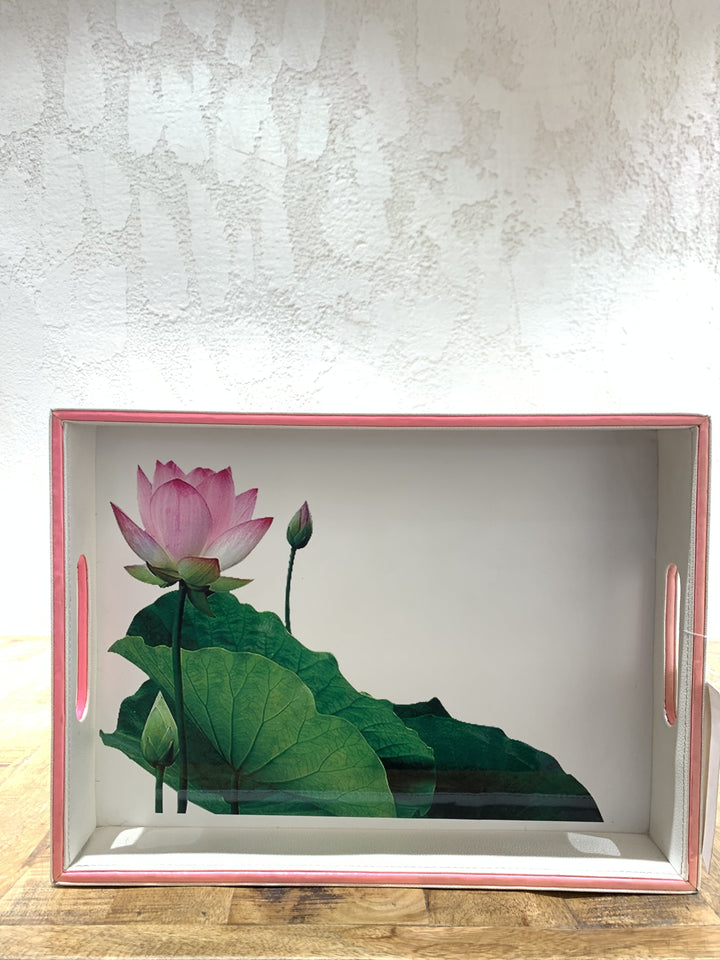 Leather Tray Rectangle | Serving & Dining Tray | Lotus On White Base
