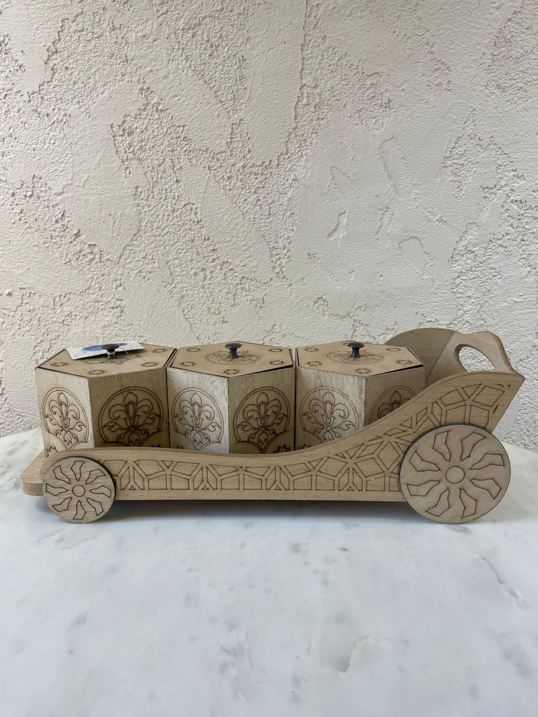 Dry Fruit Containers; Trolly Style; Wooden Traditional