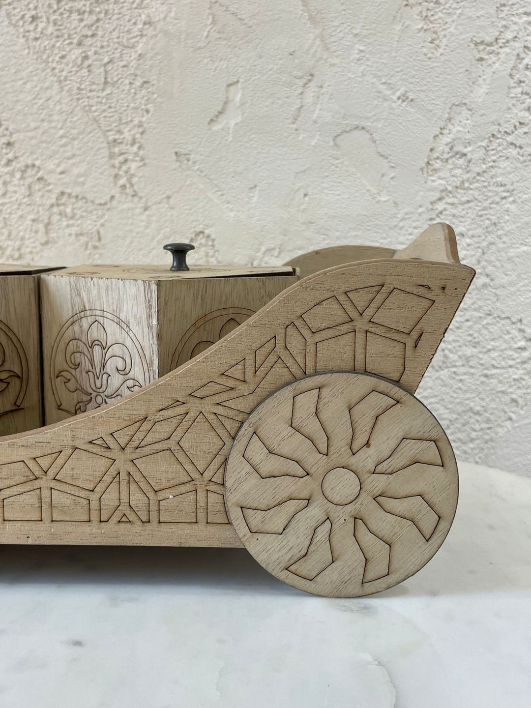 Dry Fruit Containers; Trolly Style; Wooden Traditional