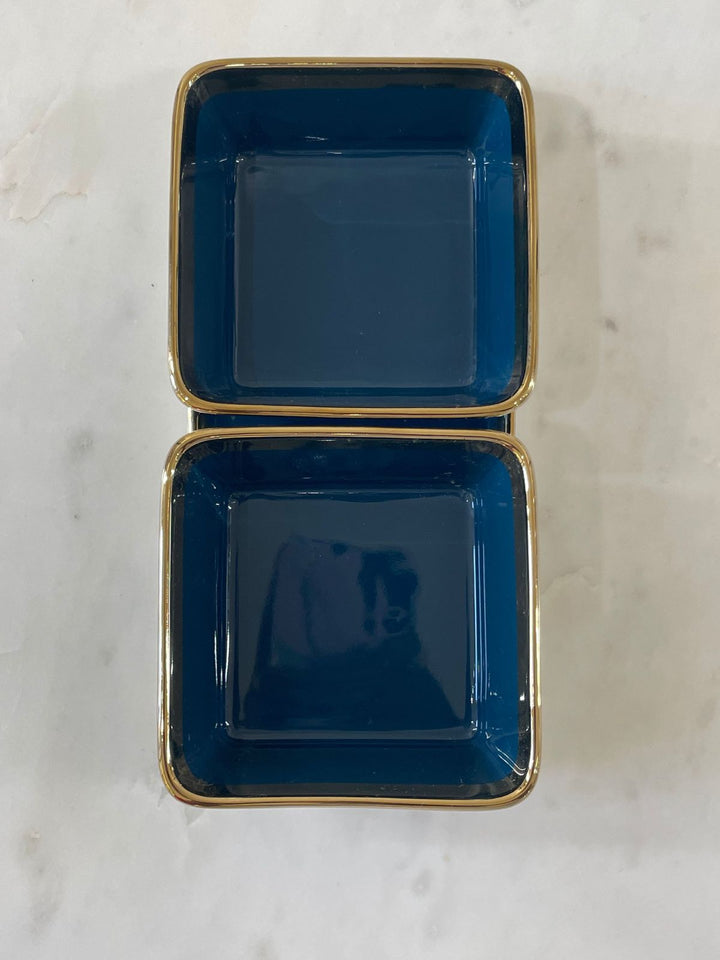 Ceramic Bowls Set Of 2 With Tray | Serving & Dining |Peacock Teal