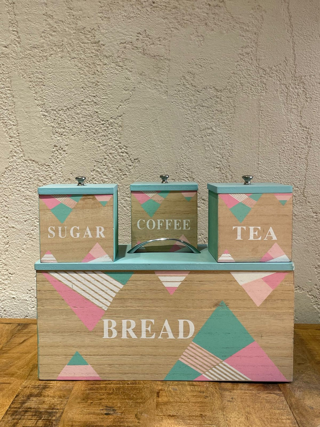 Wooden Bread | Sugar | Tea Box; Mint Green