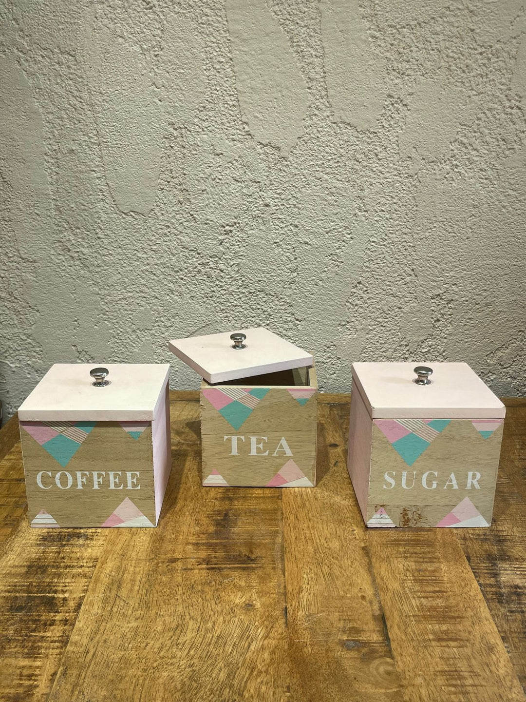 Wooden Bread|Sugar|Tea Box; Baby Pink