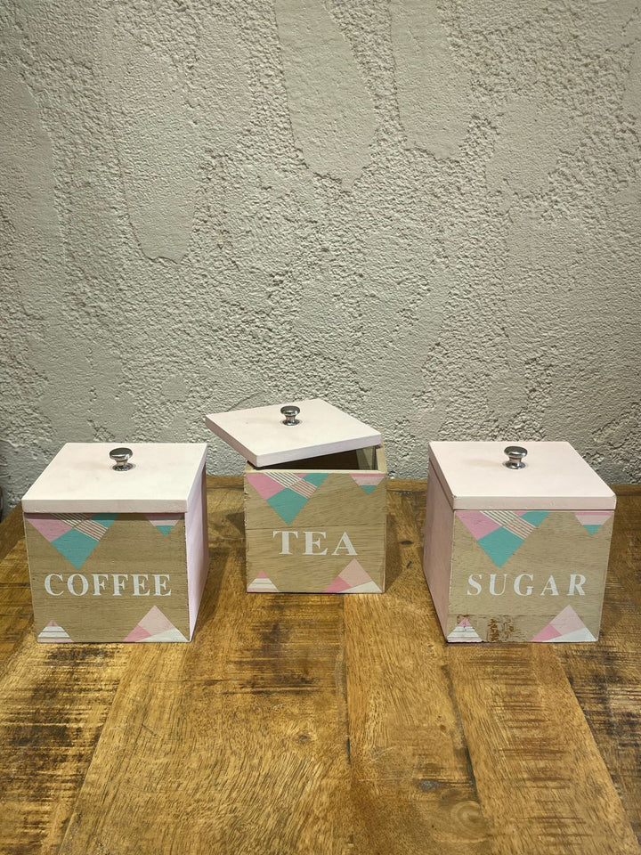 Wooden Bread|Sugar|Tea Box; Baby Pink