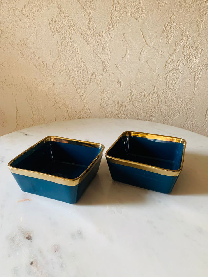 Ceramic Bowls Set Of 2| Serving & Dining | Peacock Teal