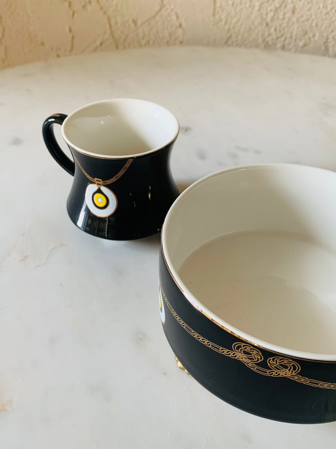 Ceramic Bowls With 2 Cups| Serving & Dining | Midnight Black