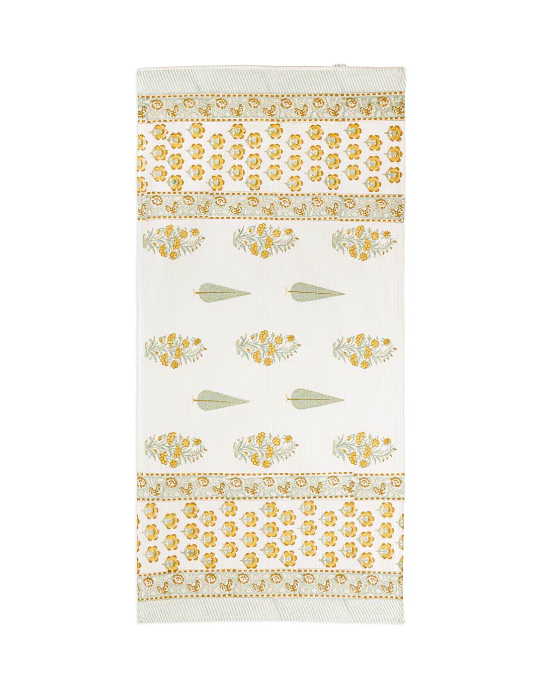 Heritage Marigold Cotton Waffle Bath Towel 60 x 30 Inch Hand Block Print