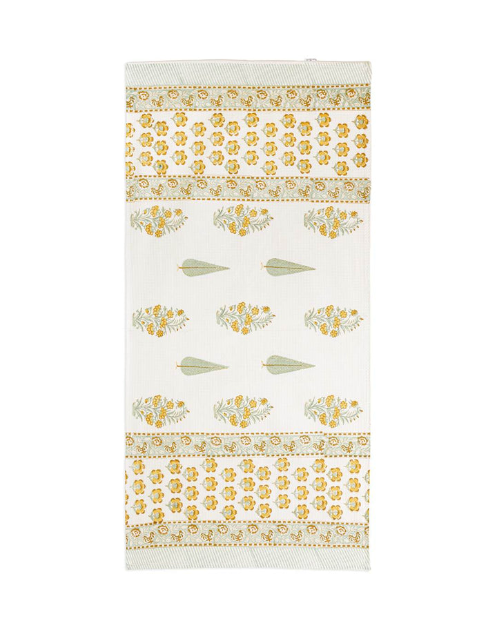 Heritage Marigold Cotton Waffle Bath Towel 60 x 30 Inch Hand Block Print