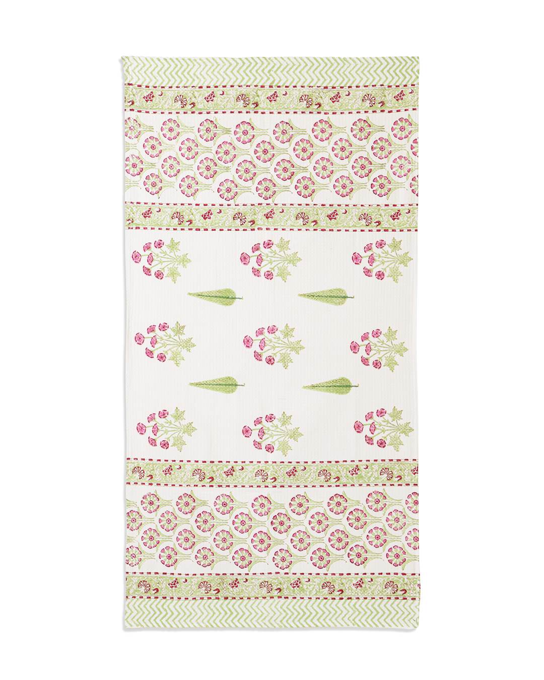 Royal Blossom Cotton Waffle Bath Towel 60 x 30 Inch Hand Block Print