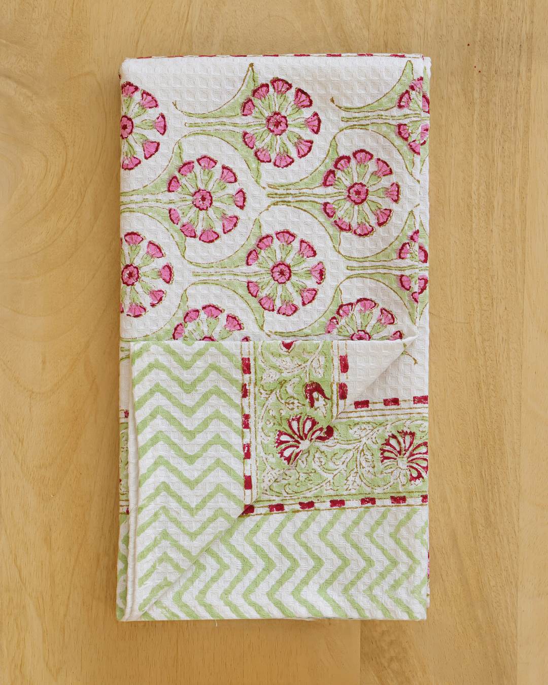 Royal Blossom Cotton Waffle Bath Towel 60 x 30 Inch Hand Block Print