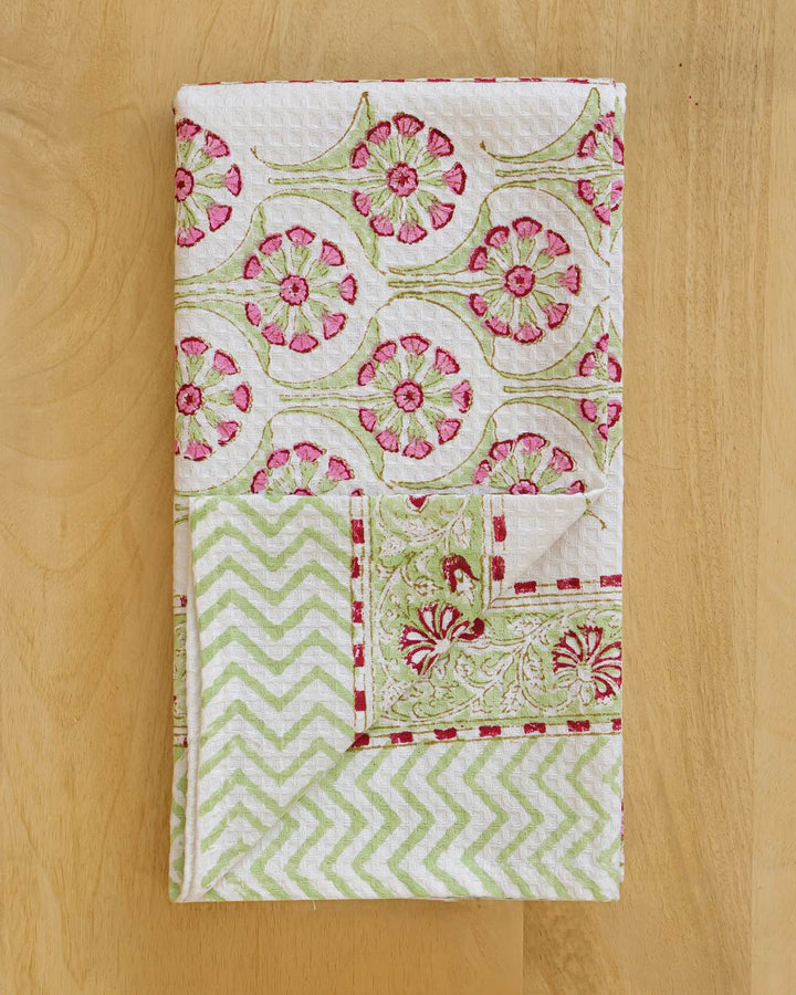 Royal Blossom Cotton Waffle Bath Towel 60 x 30 Inch Hand Block Print