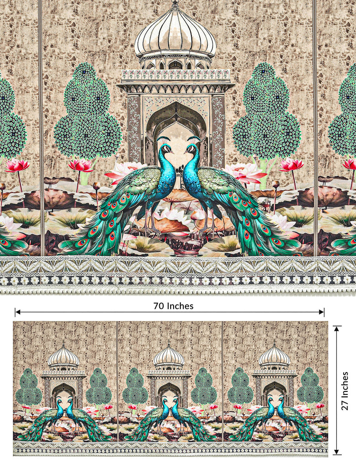 Suede Velvet Sofa Mat 3 Seater | Royal Peacock - Ivory Beige