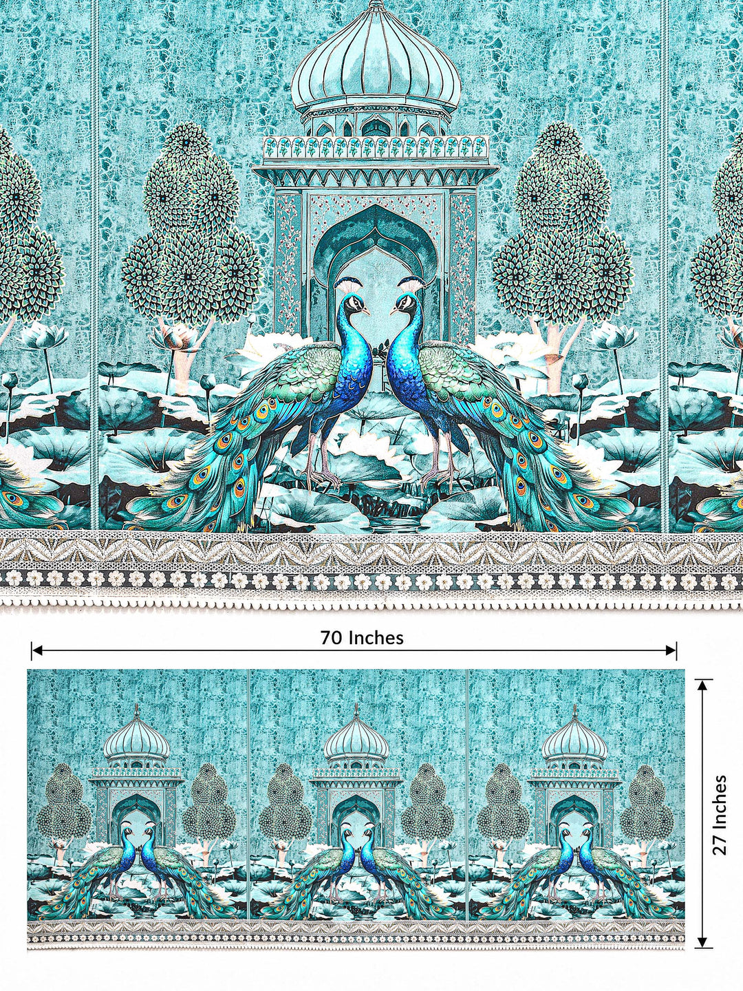 Suede Velvet Sofa Mat 3 Seater | Royal Peacock - Aqua Mist