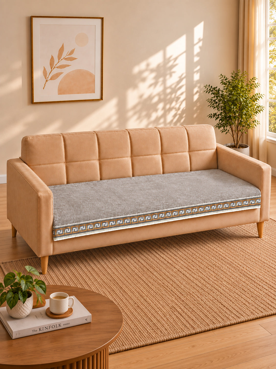 Suede Velvet Sofa Mat 3 Seater | Regal Edge – Warm Grey