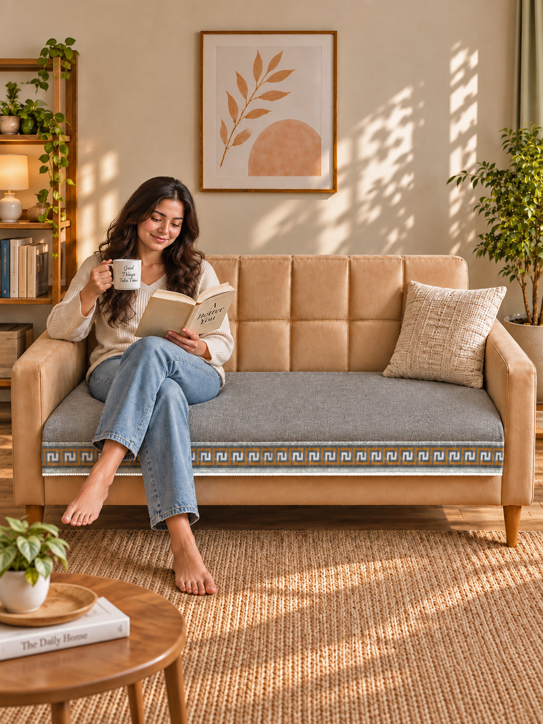 Suede Velvet Sofa Mat 3 Seater | Regal Edge – Warm Grey