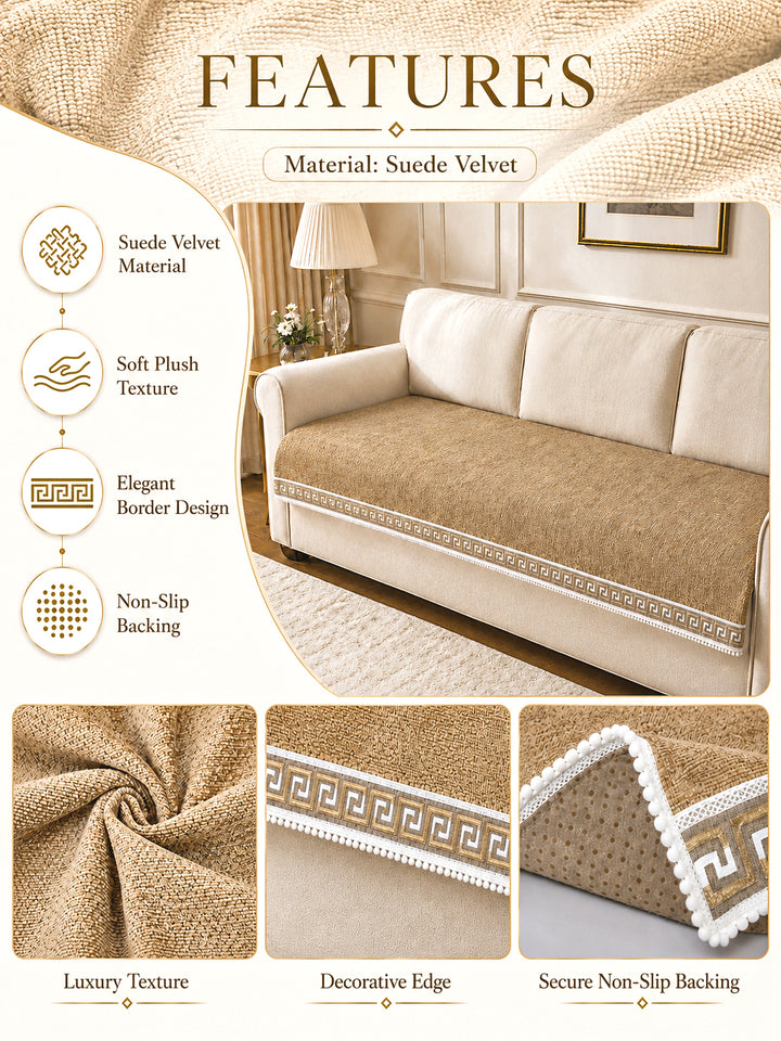 Suede Velvet Sofa Mat 3 Seater | Regal Edge – Desert Beige