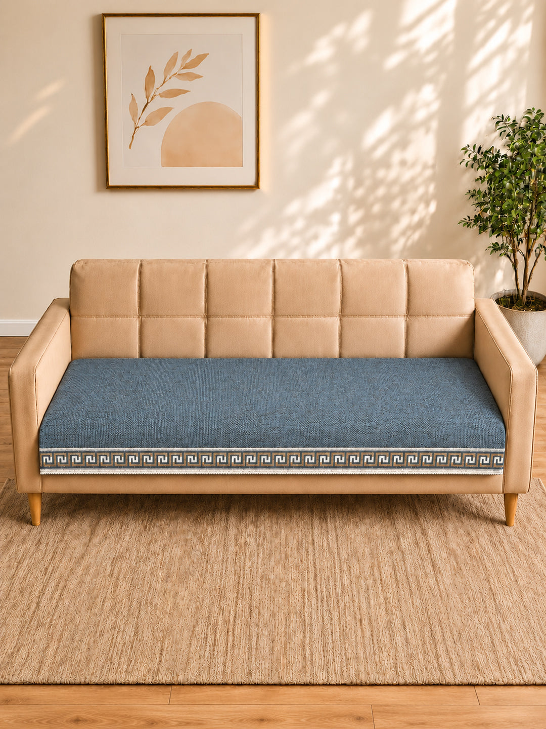 Suede Velvet Sofa Mat 3 Seater | Regal Edge – Greyish Blue