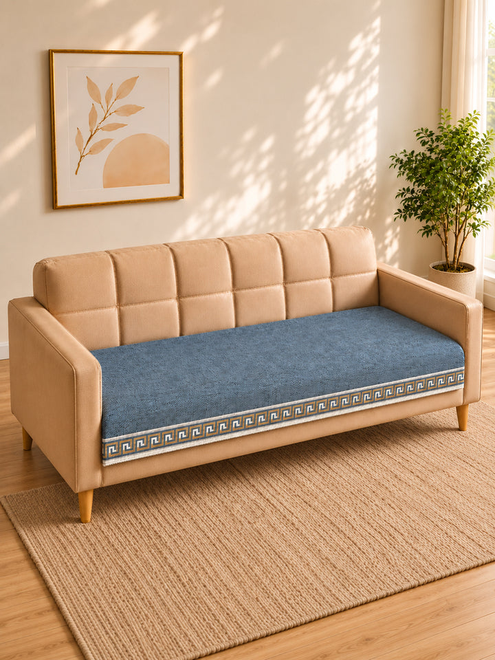 Suede Velvet Sofa Mat 3 Seater | Regal Edge – Greyish Blue