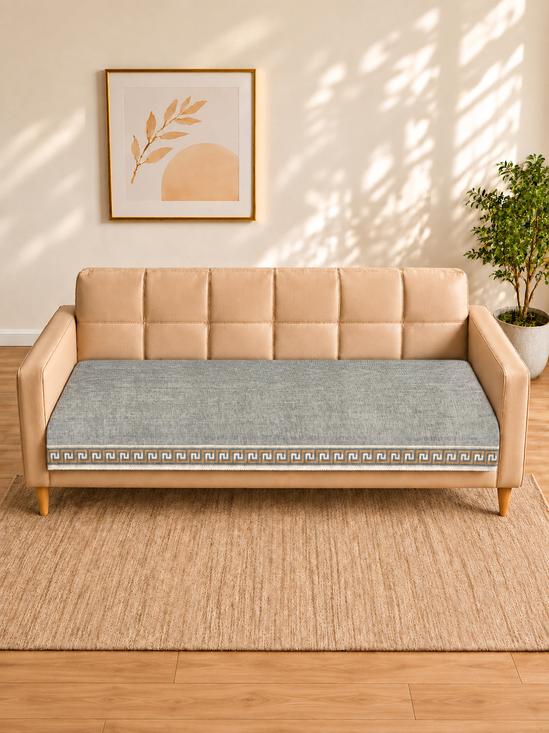 Suede Velvet Sofa Mat 3 Seater | Regal Edge – Mist Grey