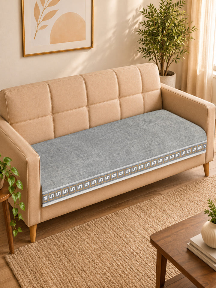 Suede Velvet Sofa Mat 3 Seater | Regal Edge – Mist Grey