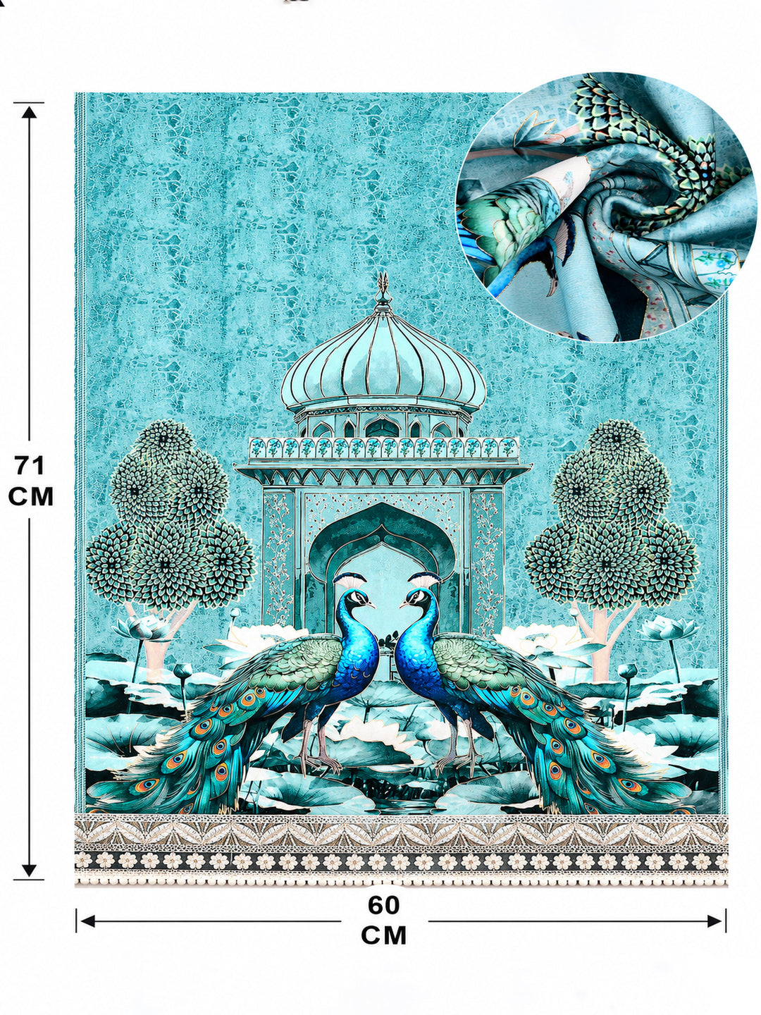 Suede Velvet Sofa Mat 1 Seater | Royal Peacock - Aqua Mist