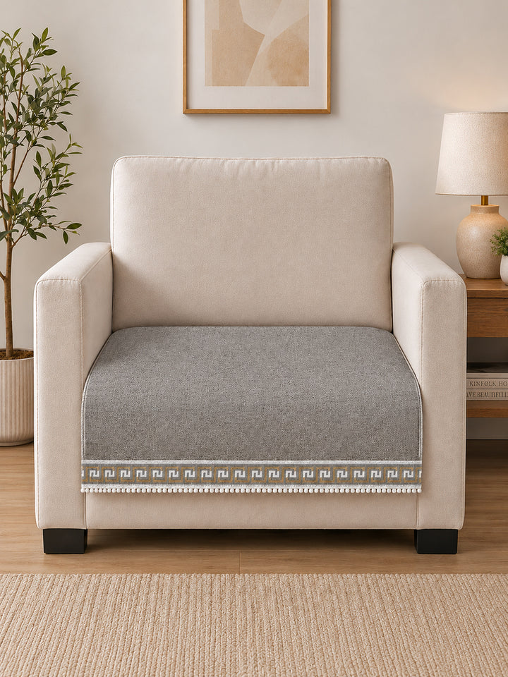 Suede Velvet Sofa Mat 1 Seater | Regal Edge – Warm Grey