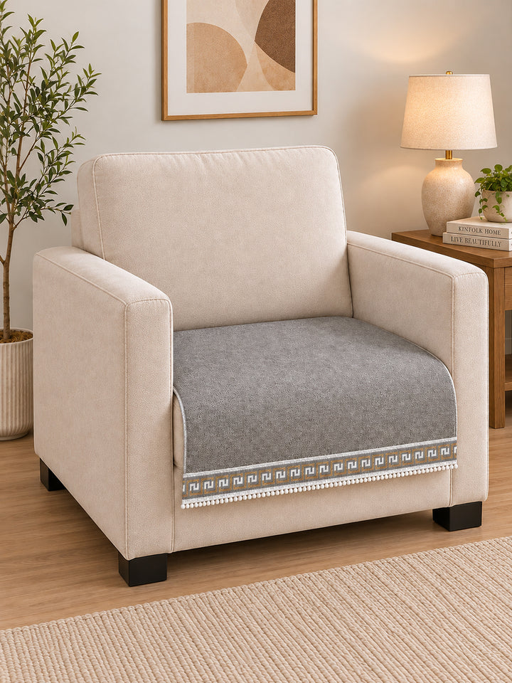 Suede Velvet Sofa Mat 1 Seater | Regal Edge – Warm Grey