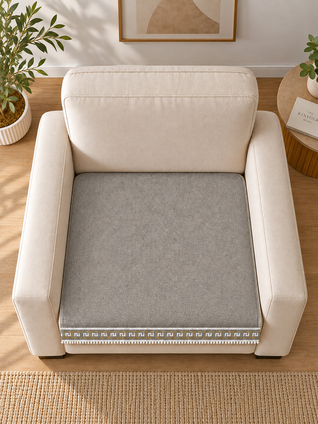Suede Velvet Sofa Mat 1 Seater | Regal Edge – Warm Grey