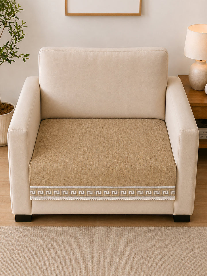 Suede Velvet Sofa Mat 1 Seater | Regal Edge – Desert Beige