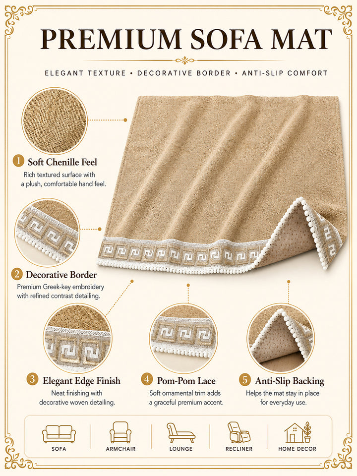Suede Velvet Sofa Mat 1 Seater | Regal Edge – Desert Beige