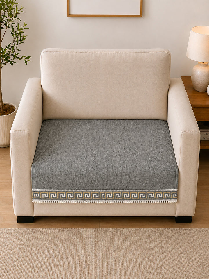 Suede Velvet Sofa Mat 1 Seater | Regal Edge – Greyish Blue