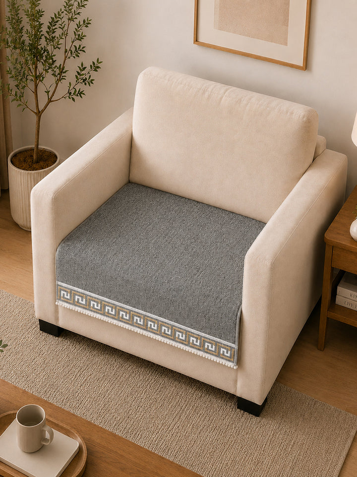 Suede Velvet Sofa Mat 1 Seater | Regal Edge – Greyish Blue