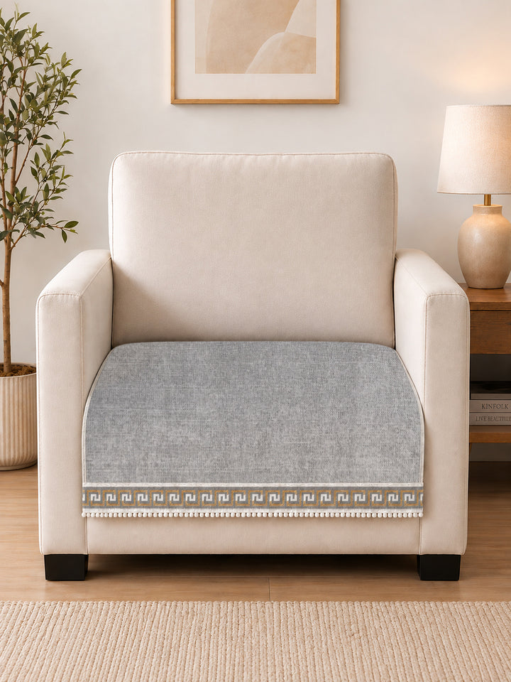Suede Velvet Sofa Mat 1 Seater | Regal Edge – Mist Grey