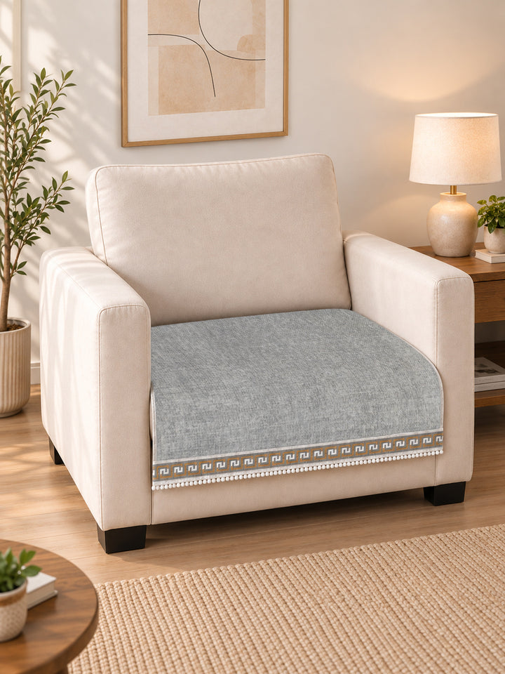 Suede Velvet Sofa Mat 1 Seater | Regal Edge – Mist Grey