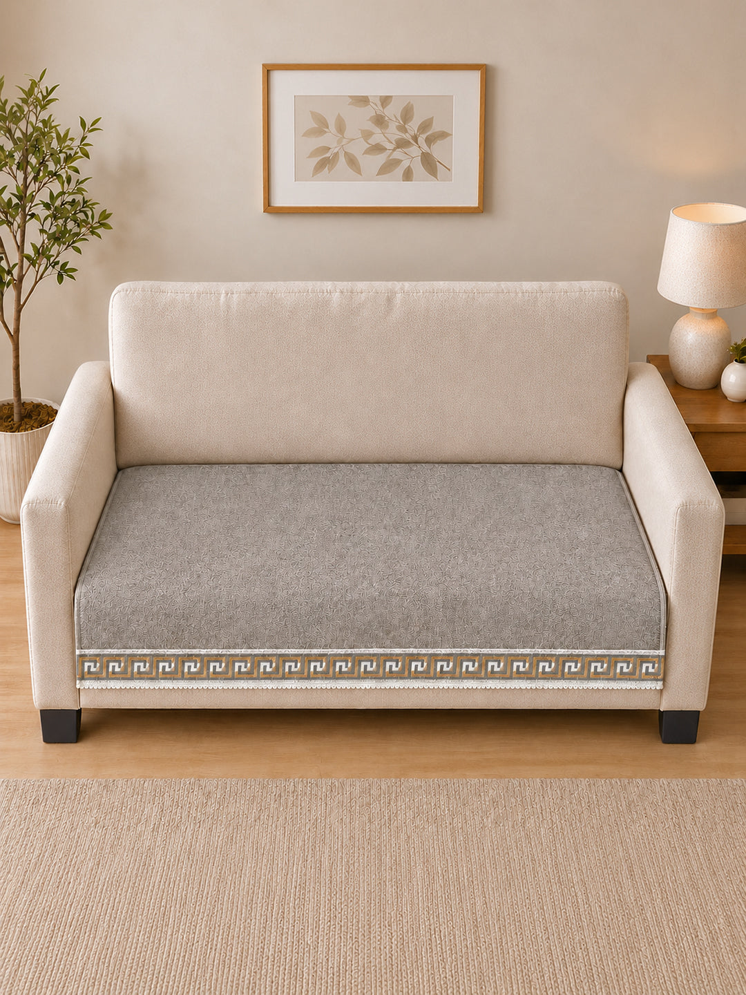Suede Velvet Sofa Mat 2 Seater | Regal Edge – Warm Grey