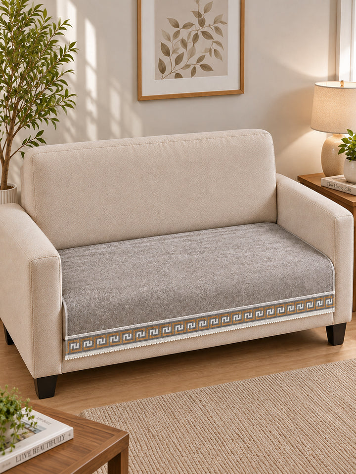Suede Velvet Sofa Mat 2 Seater | Regal Edge – Warm Grey