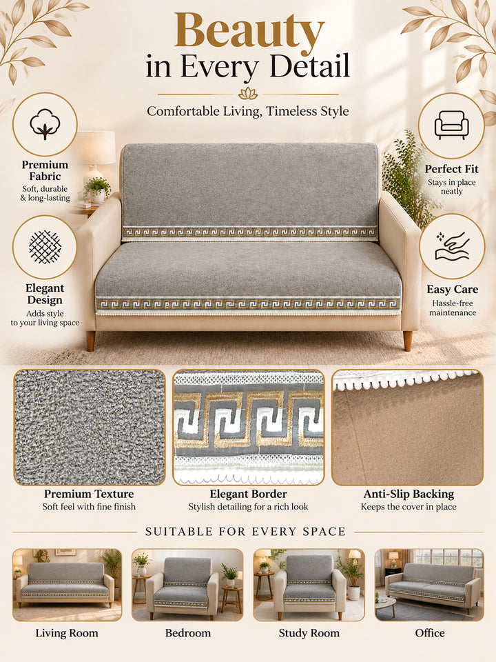 Suede Velvet Sofa Mat 2 Seater | Regal Edge – Warm Grey