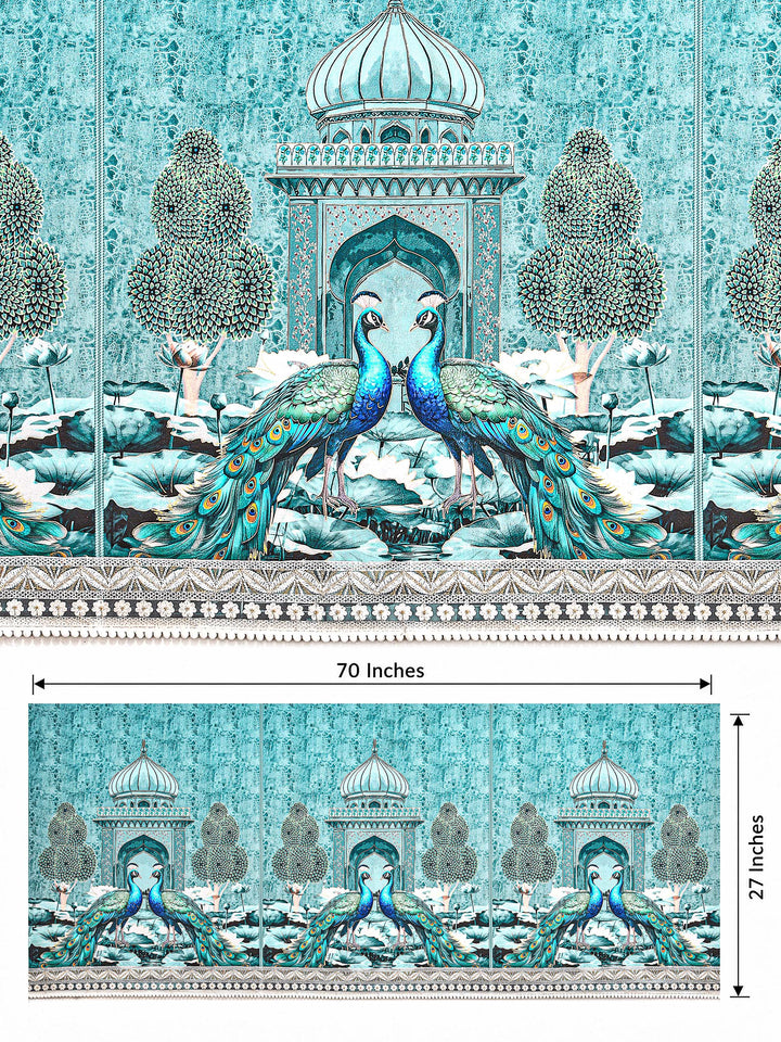 Suede Velvet Sofa Mat 3 Seater Back & Seat | Peacock - Aqua Mist