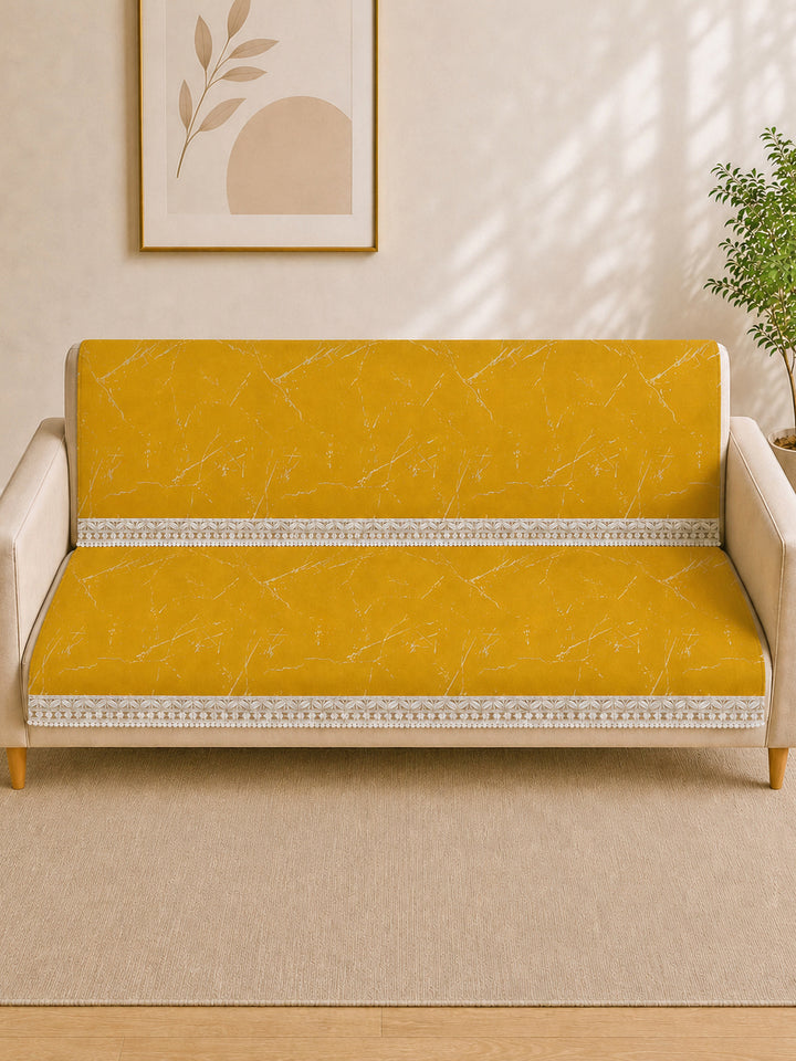 Suede Velvet Sofa Mat 3 Seater Back & Seat | Luxe Mustard Gold
