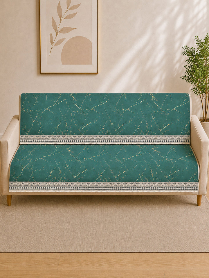 Suede Velvet Sofa Mat 3 Seater Back & Seat | Luxe Emerald Green