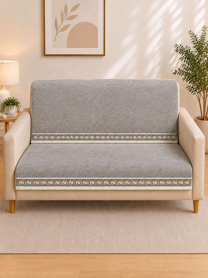 Suede Velvet Sofa Mat 3 Seater Back & Seat | Regal Edge – Warm Grey