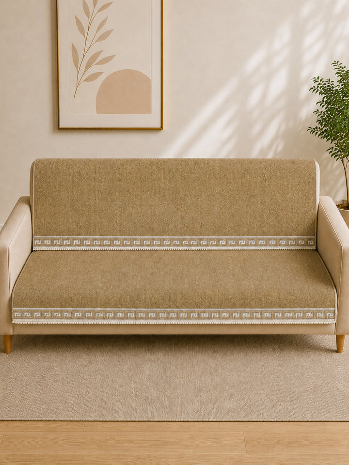 Suede Velvet Sofa Mat 3 Seater Back & Seat | Regal – Desert Beige