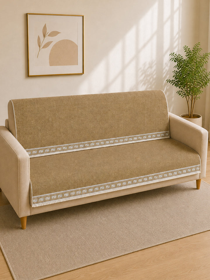 Suede Velvet Sofa Mat 3 Seater Back & Seat | Regal – Desert Beige
