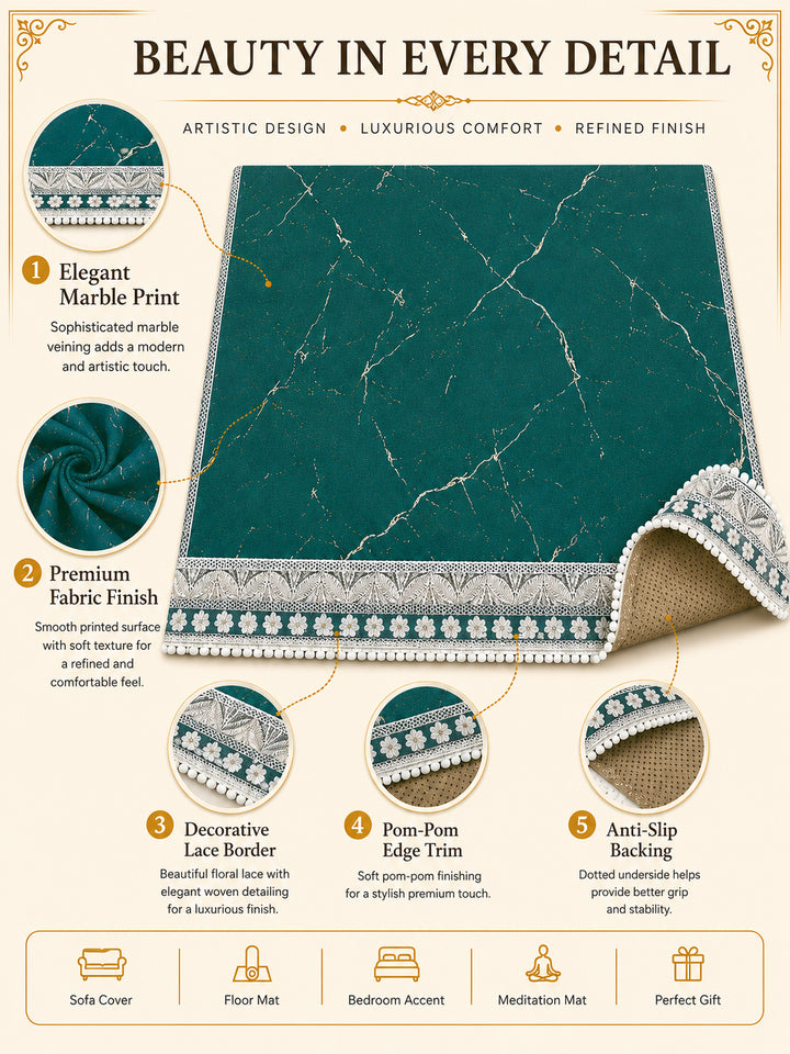 Velvet Sofa Mat 1 Seater Back & Seat | Marble Luxe - Emerald Green