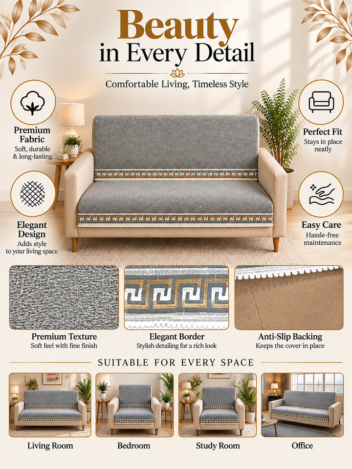 Suede Velvet Sofa Mat 1 Seater Back & Seat | Regal Edge – Warm Grey