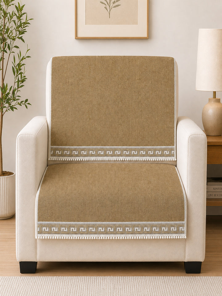 Velvet Sofa Mat 1 Seater Back & Seat | Regal Edge – Desert Beige