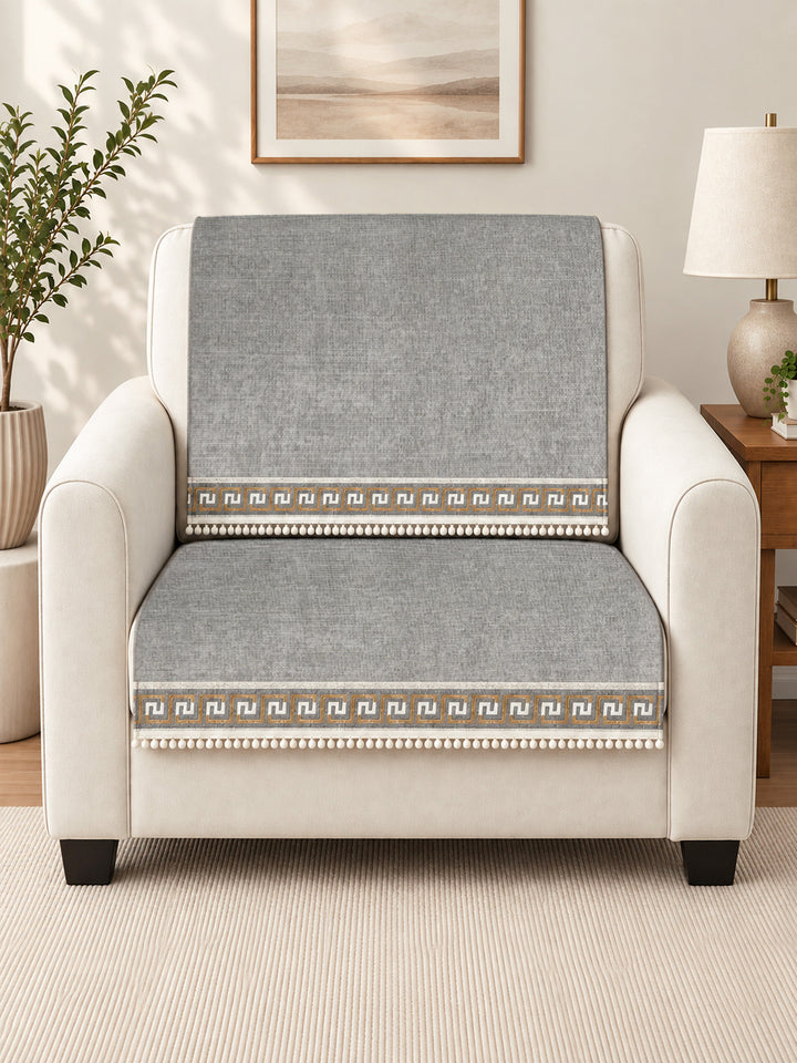 Suede Velvet Sofa Mat 1 Seater Back & Seat | Regal Edge – Mist Grey